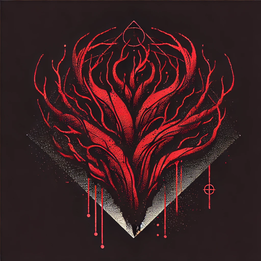 EHAR Artwork — rotes Geweih-Ornament über einem umgekehrten Dreieck